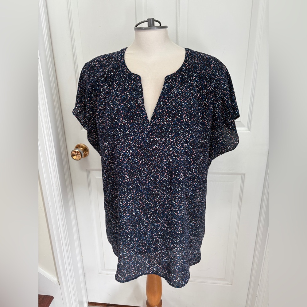 Banana Republic Navy and pink Speckled Blouse ladies XL